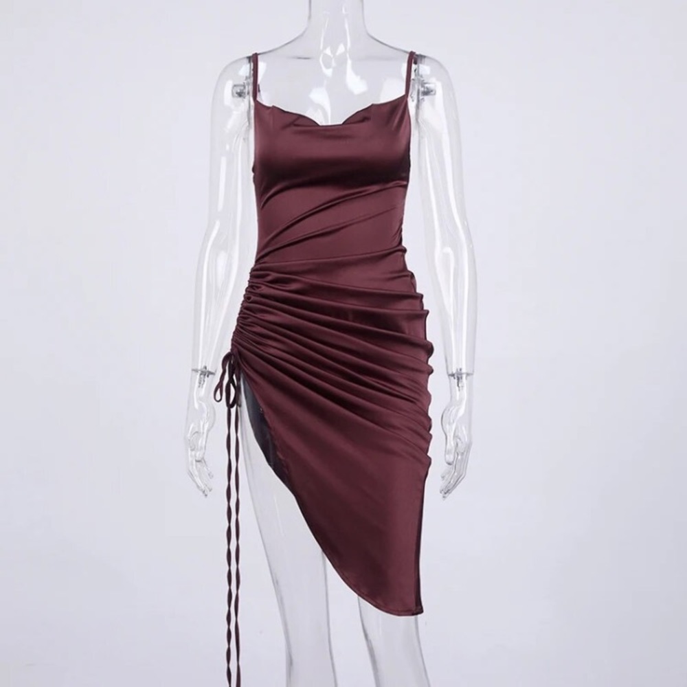 Satin Drawstring Dress NEW - Picture 2 of 8